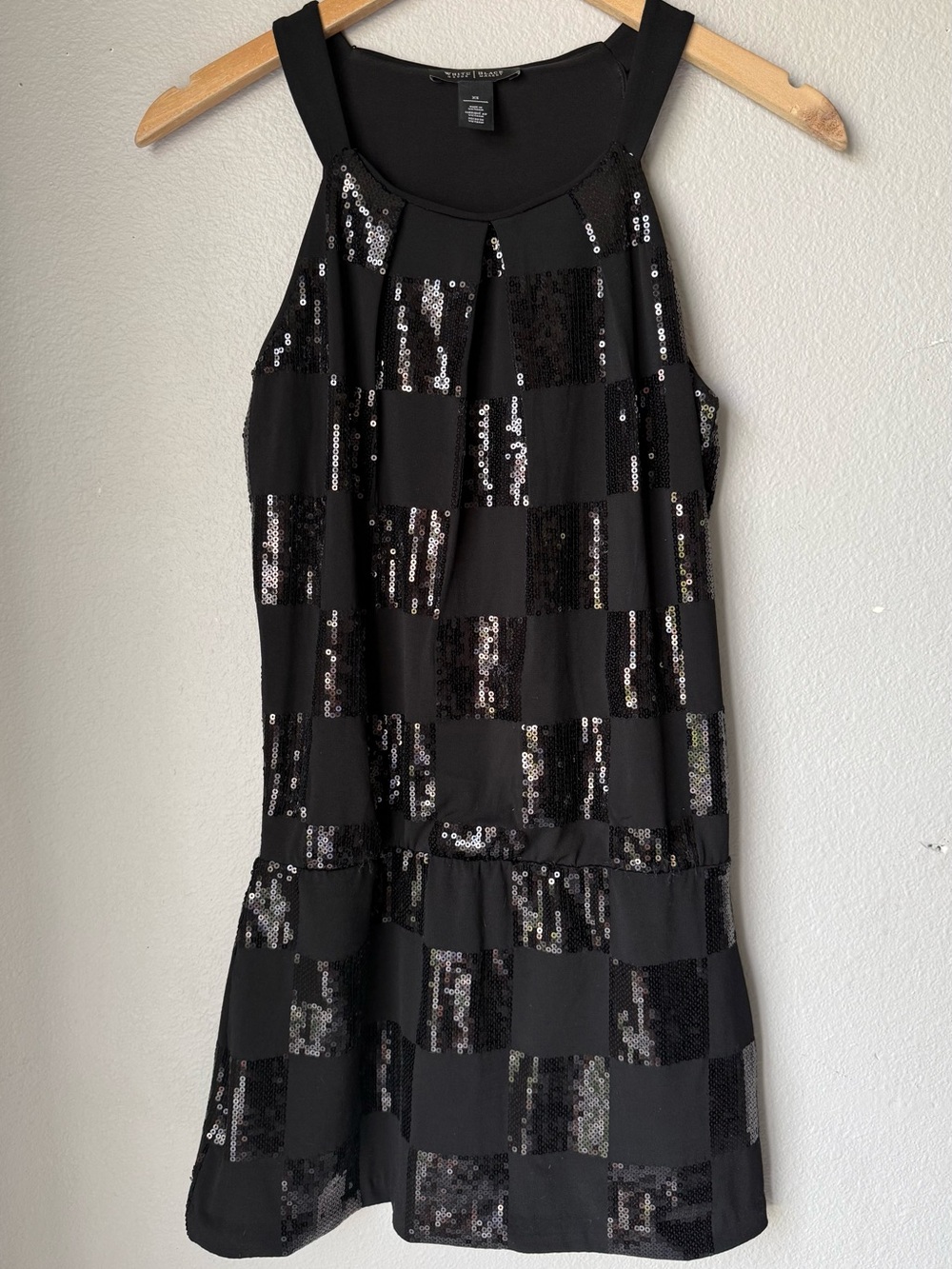 White House Black Market Sequin Check Halter Tunic Dress Women’s Size XS